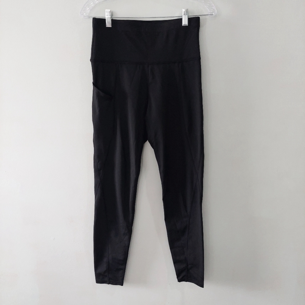 Sports Wear workout leggings size large black high waisted full length pockets